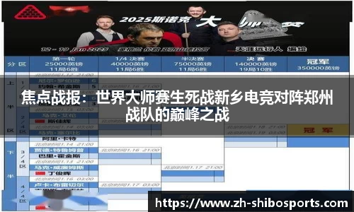 焦点战报：世界大师赛生死战新乡电竞对阵郑州战队的巅峰之战